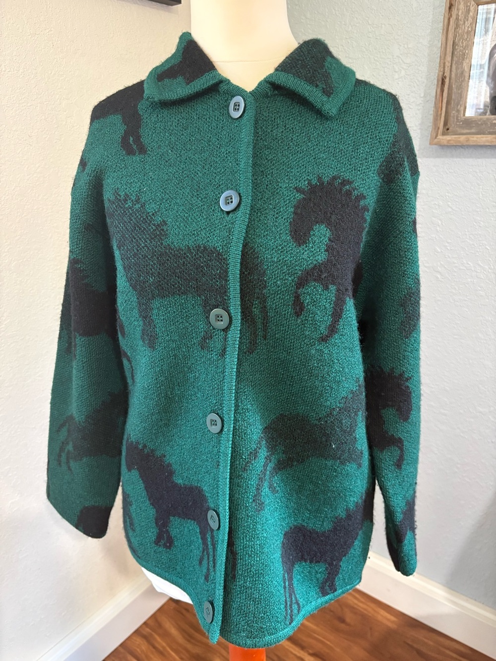 VINTAGE LISAS INTERNATIONAL BOILED WOOL HORSE JACKET WESTERN WEAR medium